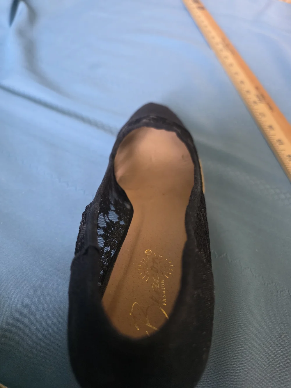 Beacon Black Lace Espadrille Wedge Heels  Size 10N